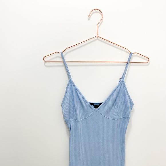 Forever 21 Tops - FOREVER 21 LIGHT BLUE RIBBED BODYSUIT